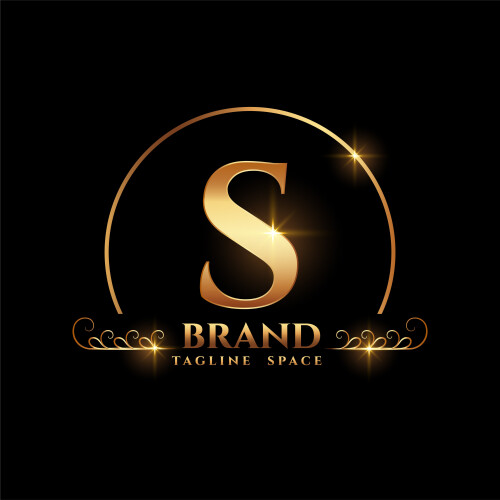 letter S brand logo concept in golden style