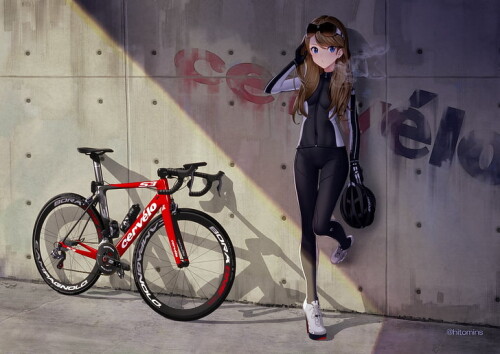 anime anime girls bicycle brunette wallpaper preview